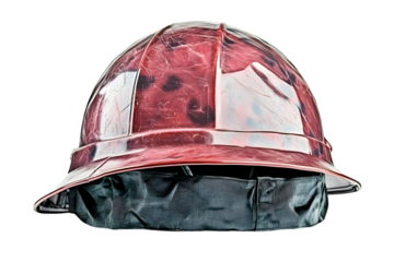 Realistic Image of a Red Construction Helmet Isolated on Transparent Background