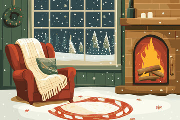 christmas room with fireplace