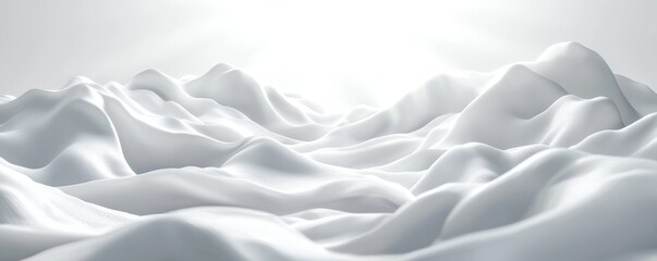 A serene view of soft, undulating white fabric creating a tranquil landscape feel.