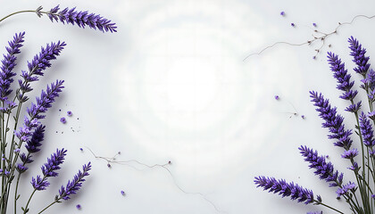 Lavender Flowers on White Background
