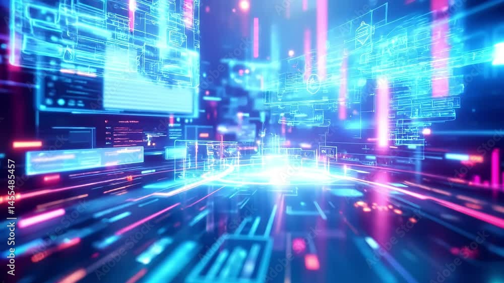 Poster abstract data flowing through digital network