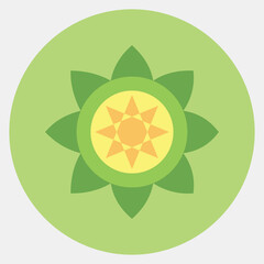 Icon mandala art. Buddhism and vesak elements. Icon in color mate style.