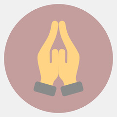 Icon prayer. Buddhism and vesak elements. Icon in color mate style.