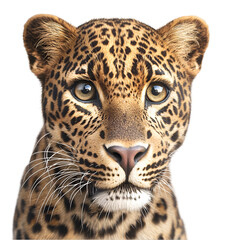 Obraz premium Leopard with spotted coat showing wild big cat fierce expression PNG On Transparent Background