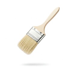 floating paintbrush with clean bristles on a solid white background