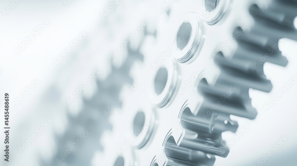 Poster close-up of a metallic gear showcasing intricate design and precision engineering.