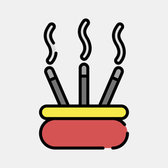 Icon incense. Buddhism and vesak elements. Icon in filled line style.