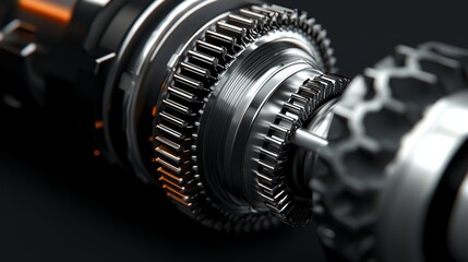 Fototapeta premium Close-up of a metallic gear showcasing precision engineering and detailed craftsmanship.