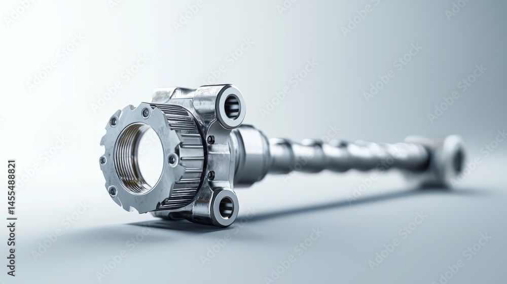 Aufkleber close-up of a precision metal component showcasing intricate design and engineering.