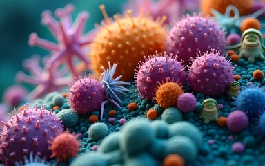 Obraz premium Vibrant Microbial World A Close-Up View. High quality