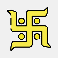 Icon swastika. Buddhism and vesak elements. Icon in filled line style.