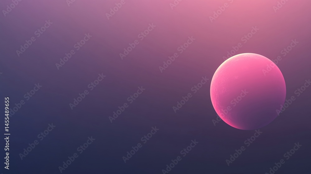 Poster a glowing pink sphere floats against a smooth gradient background, creating a minimalist and dreamy 