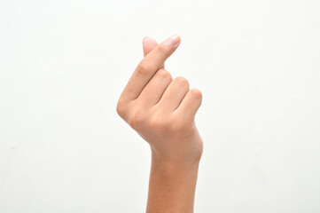 young man's hand isolated on white background