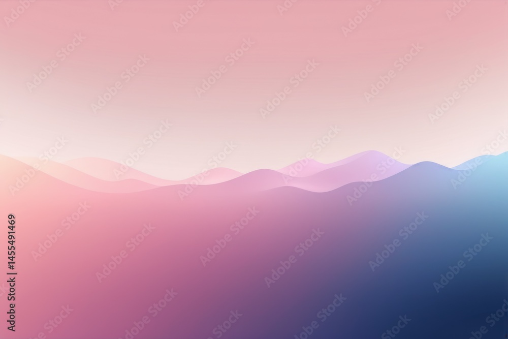 Poster abstract pastel gradient background with layered hills, transitioning from soft pinks and peaches