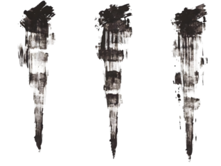 Three Stylized Black Grunge Torches Isolated on Transparent Background Illustration