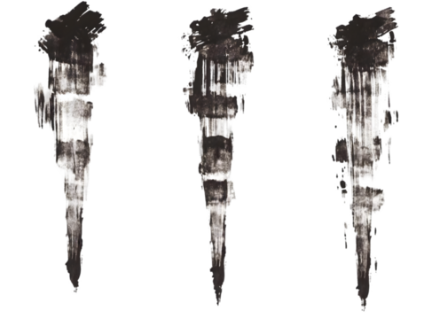 Three Stylized Black Grunge Torches Isolated on Transparent Background Illustration - Powered by Adobe