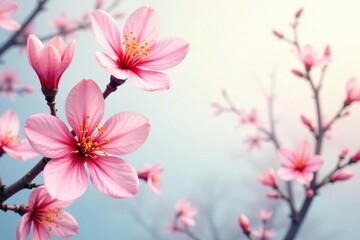 Obraz premium Subtle watercolor-style blossoms, soft color palette , design, muted