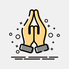 Icon prayer. Buddhism and vesak elements. Icon in MBE style.