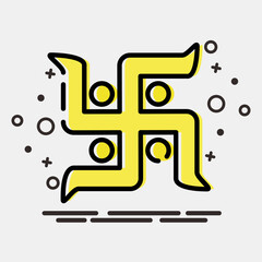 Icon swastika. Buddhism and vesak elements. Icon in MBE style.