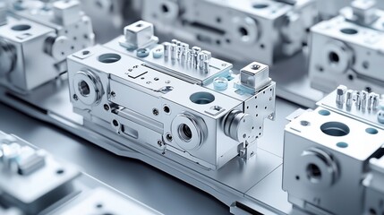 Fototapeta premium Detailed machinery components showcasing modern manufacturing technology.