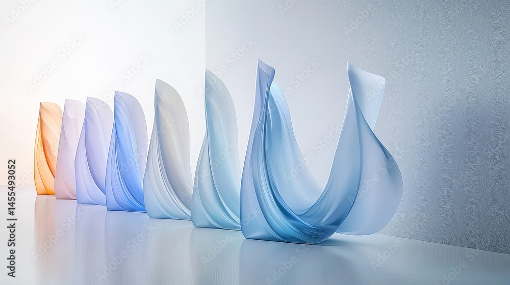 Poster elegant flowing fabric in soft pastel colors creating a serene visual experience.