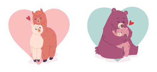 Hand drawn valentines day animal couple