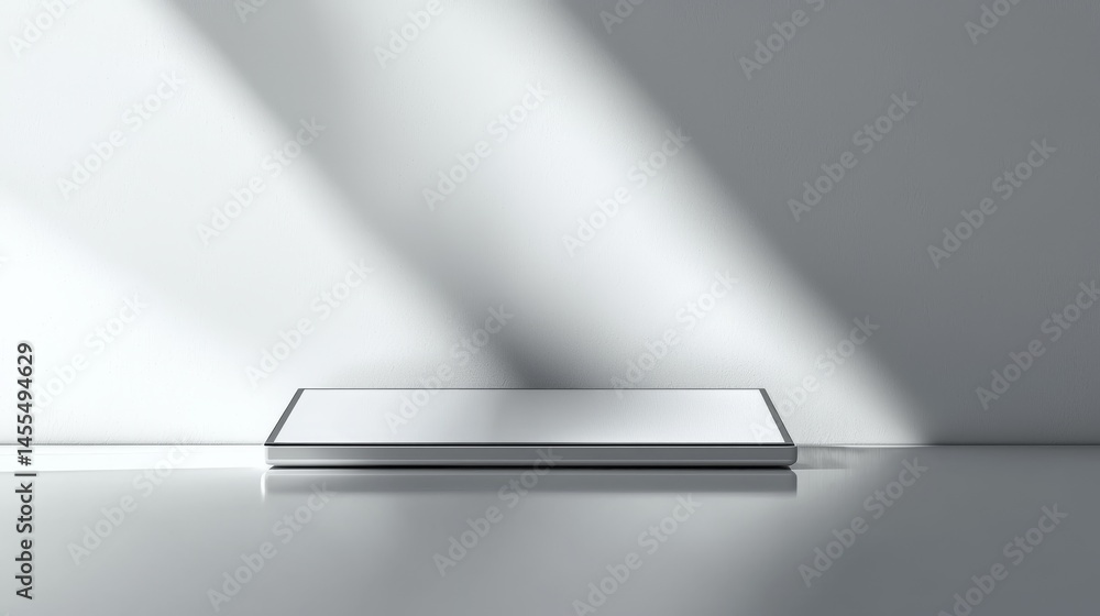 Poster minimalist display platform with soft shadows, ideal for showcasing products elegantly.