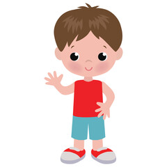 Cute little boy vector cartoon illustration