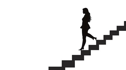 Woman Ascending Steps Towards Success And Growth