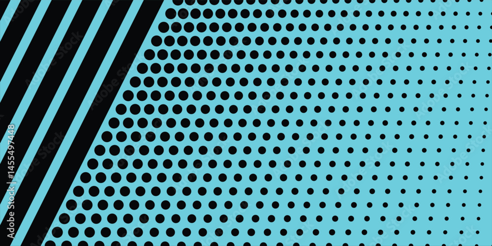 Poster dotted halftone gradient texture with black lines. repeating dots gradation design abstract modern s