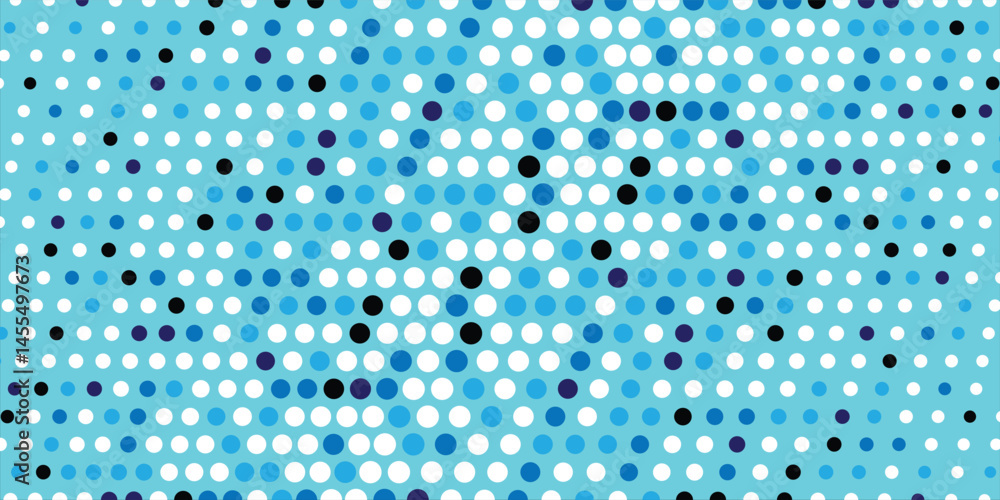 Poster blue center halftone gradient texture with black lines. repeating dots gradation design abstract mod