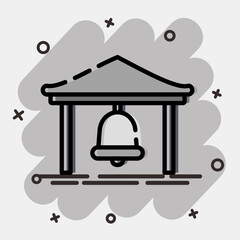 Icon bell. Buddhism and vesak elements. Icon in comic style.