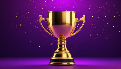 Stunning Golden Trophy Cup on a Purple Background for Awards