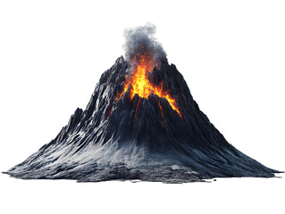 Realistic Volcano Illustration Erupting With Lava and Smoke on Transparent Background