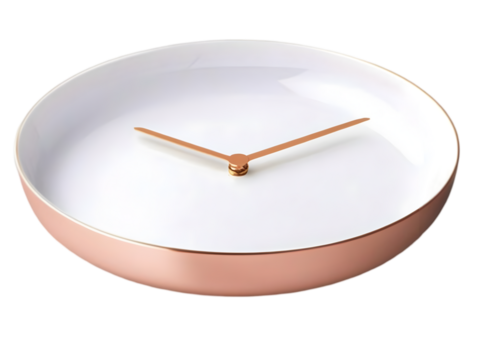 Rose Gold Clock With White Face Isolated on Transparent Background Design