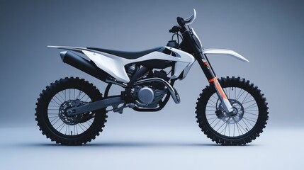 Sleek White Motocross Dirt Bike: Studio Shot