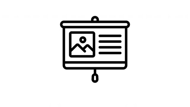 Animated black and white outline of a presentation board