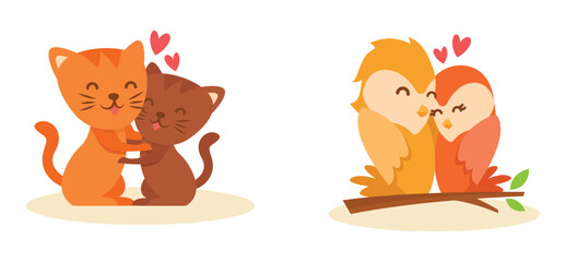 Hand drawn valentines day animal couple