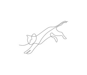 One continuous line drawing of aesthethic cute cat. single line of cute pet concept. editable stroke illustration