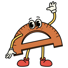 Retro School Supplies Character. Vector Cartoon Illustration.