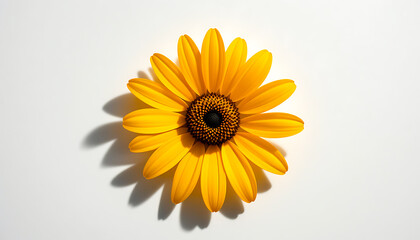 Obraz premium Yellow Flower with Shadow on White Background