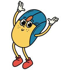 Retro School Supplies Character. Vector Cartoon Illustration.