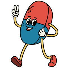 Retro School Supplies Character. Vector Cartoon Illustration.