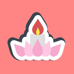 Sticker candle. Buddhism and vesak elements.