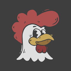 Bold Rooster Head Illustration with Vintage Cartoon Look