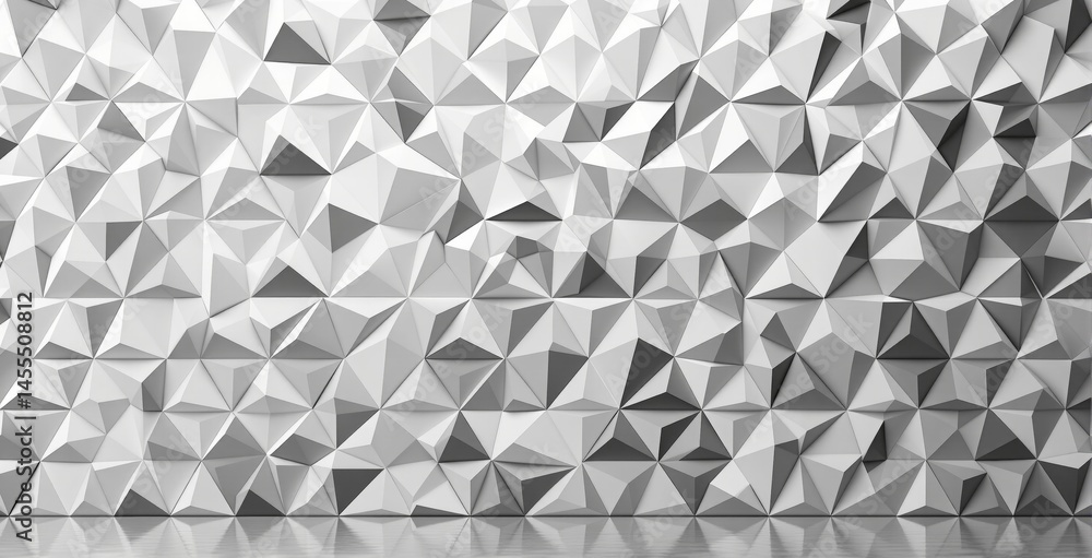 Poster abstract geometric wall with 3d polygonal shapes in grayscale tones, modern creative background with