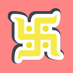 Sticker swastika. Buddhism and vesak elements.