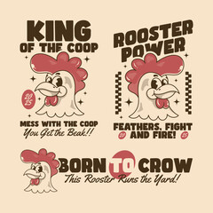 Bold Rooster Graphics for Retro Farm Style Prints
