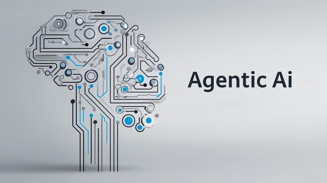 flat line-art icon representing multi-agent AI interconnected circles with circuit patterns, minimal color palette blue and gray, simple and modern Agentic AI
