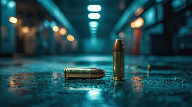 Bullet casings in dark corridor